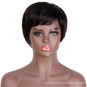Vigorous Vendor Wholesale Hair Monofilament Black Natural Looking Pixie Short Wig Synthetic